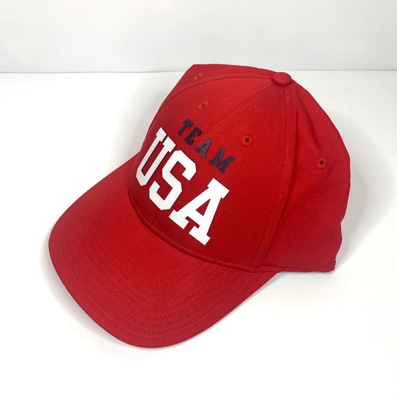 NEW~ Polo Ralph Lauren Red Team USA 2020 Summer Olympics Wordmark Adjustable Hat - Picture 10 of 15
